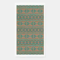 Southwest Teal Copper Colors Geometric Pattern Paper Guest Towels