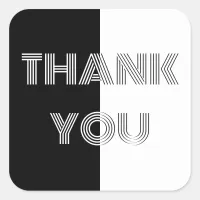 Minimalist Simple Op Art Black White Thank You Square Sticker