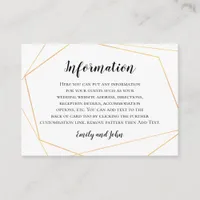 Elegant Gold Geometric Frame Wedding Details Enclosure Card