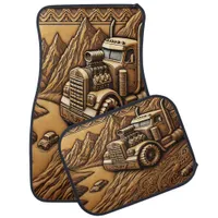 Carved Truck and Scenic Mountains Car Floor Mat