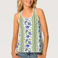 Blue Hydrangeas Floral Botanical Art Pattern Tank Top