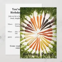 Colorful Rainbow Carrot Food Theme Birthday Party Invitation