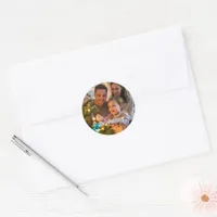 Personalized Christmas Holiday Custom Family Photo Classic Round Sticker