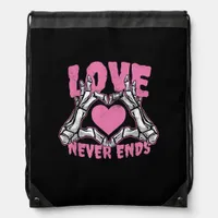 Valentines Day Heart Skeleton Hands Heart Drawstring Bag