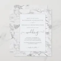 Budget Chic Silver Foil Marble Wedding Invitation
