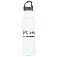 Peace And Pumpkin Spice, Halloween Skeletons Class Stainless Steel Water Bottle