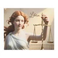 Libra Zodiac | Greek Goddess Holding Scales Metal Print