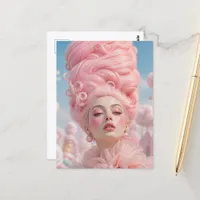 The Woman With Pink Cotton Candy Hair Postcard