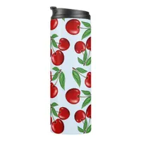 Red Cherries All Over Pattern Custom Thermal Tumbler