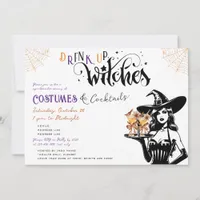 Drink Up Witches Costumes Cocktail Halloween Party Invitation