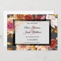 Elegant Floral Black Pink Wedding Save the Date