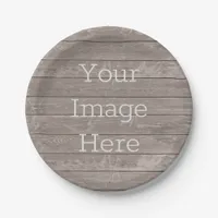 Create Your Own weathered rustic wooden plank Paper Plates