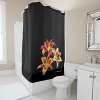 Elegant Trio of Yellow Pink Daylilies Floral Shower Curtain