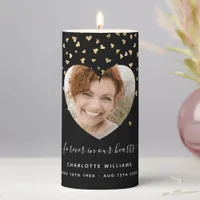 Black gold hearts photo funeral memorial  pillar candle