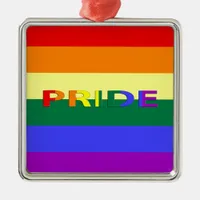 LGBT Pride Rainbow Flag Metal Ornament