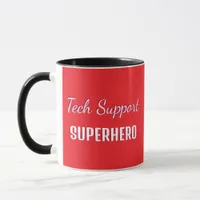 Tech Support Superhero Funny Humor Monogrammed Red Mug