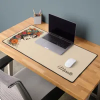 Retro Girl with Flowers in her Hair Desk Mat