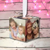 Custom Cube Family Photos Christmas Cube Ornament