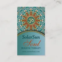 Teal  & Gold Sunshine Yoga New Age Business Cards