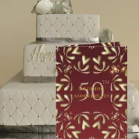 Burgundy Red And Gold 50th Wedding Anniversary Card