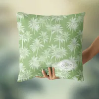 Hawaiian Palm Tree Silhouette Pattern Green ID1093 Throw Pillow