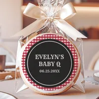 Baby Q Red Gingham Plaid Baby Shower Sugar Cookie