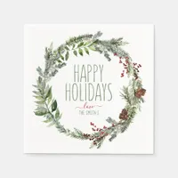 Christmas / Holiday Napkins | Evergreen Wreath