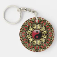 New Age YinYang Batik Geometric Flower New Age Keychain