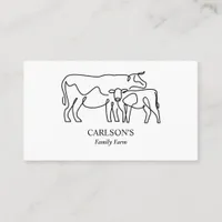 Modern Black & White Family Cattle Farm  Business Card