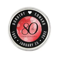 Elegant 80th Ruby Wedding Anniversary Celebration Lapel Pin