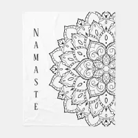 Black and White Mandala Fleece Blanket