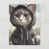Kitten Wearing a Hoodie Postcard