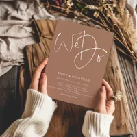 Modern We Do Simple Brown Wedding Invitation