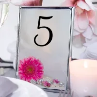 Pink Gerber Daisy Diamond Buttons Table Numbers