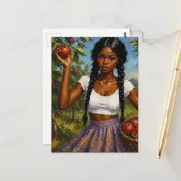 A Beautiful Woman Picking Appples Postcard