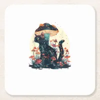 Cottagecore Aesthetic Goblincore Mushroom Fairycor Square Paper Coaster