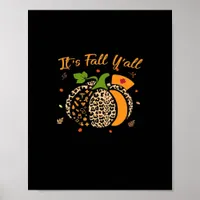 It’s Fall Y’all Pumpkin Leopard Nurse Halloween  Poster
