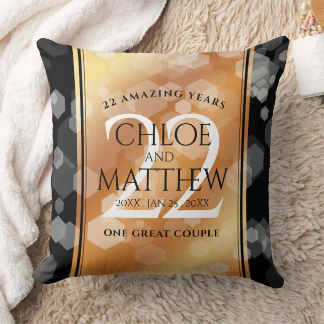 Elegant 22nd Copper Wedding Anniversary Throw Pillow