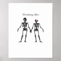Gothic Skeleton Couple (White) Classic Poster