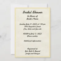 Elegant Vintage Papyrus Tan Border Bridal Shower Invitation