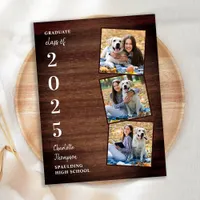 Rustic Wood Photo Collage Graduation Invitation Postcard