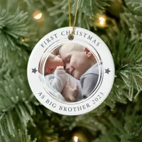 Personalized First Christmas as Big Brother Photo Ceramic Ornament