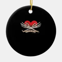 Cross My Heart Hope To Die Skeleton Hands Hearts Ceramic Ornament