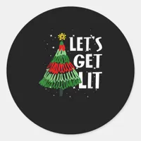 Let's Get Lit Funny Christmas Drinking Men Women Classic Round Sticker
