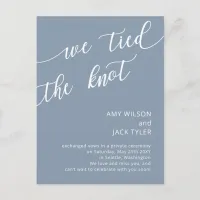 Modern Rustic Dusty Blue Wedding Announcement  Postcard