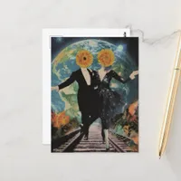 A Happy Couple Dance Surreal Collage Postcard