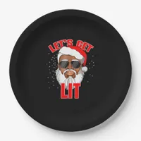 Let's Get Lit Drinking Santa Hat Christmas Lights  Paper Plates