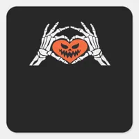 Skeleton Hands A Spooky Halloween Heart Classic Square Sticker