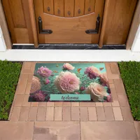 Vintage peonies in pink and burgundy, custom  doormat