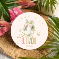 Hawaiian Luau Sweet Sixteen ID1092 Round Paper Coaster